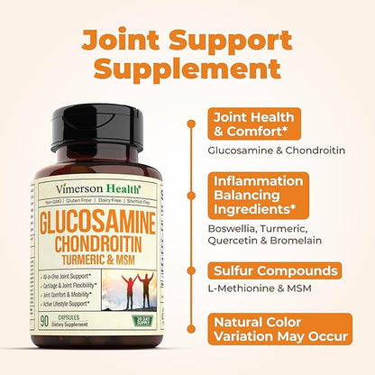 Turmeric Curcumin with Black Pepper Extract & Glucosamine Chondroitin MSM Joint Support Supplement