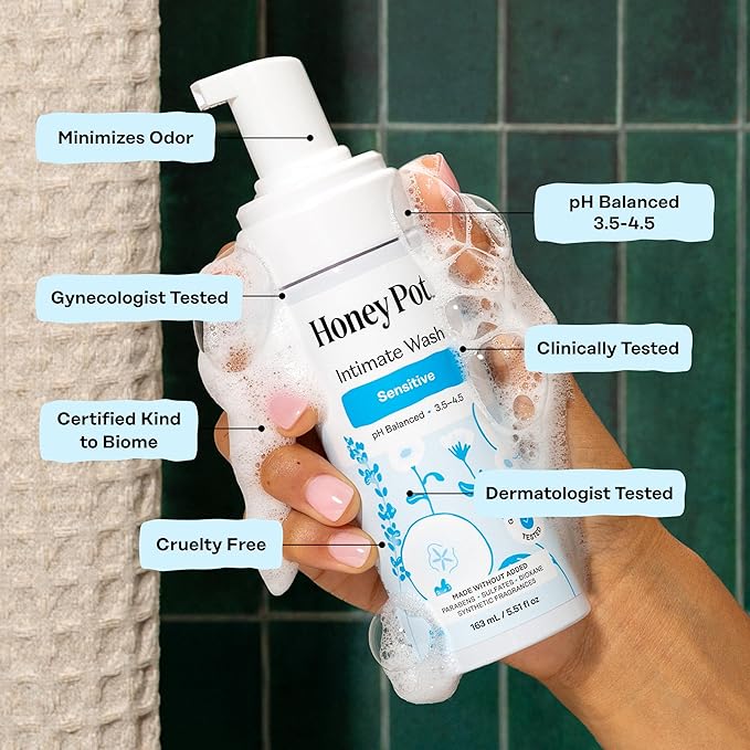 The Honey Pot Company - Sensitive Feminine Wash - Herbal Infused - PH Balanced Plant Based Natural Hygiene Products - 5.51 Fluid Oz