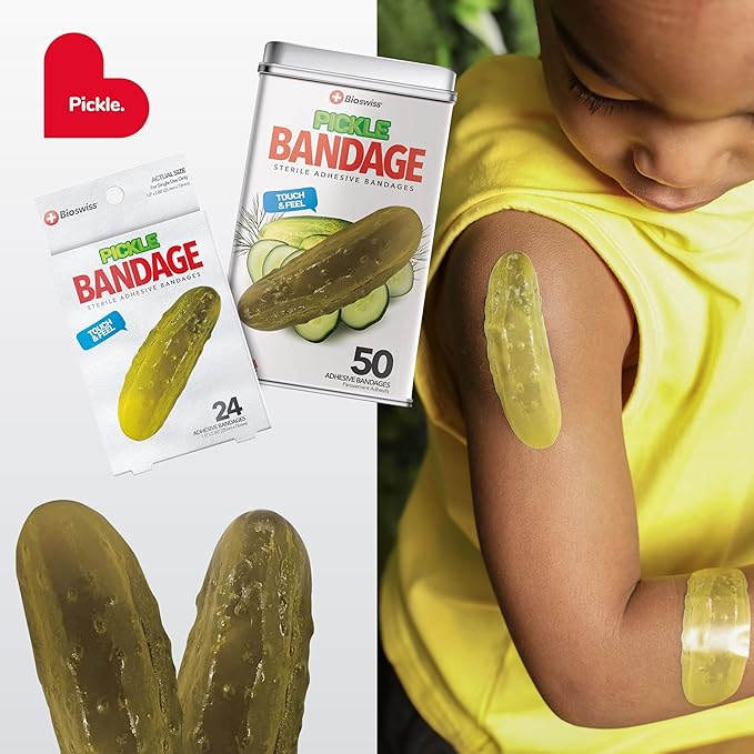 BioSwiss Bandages, Pickle Shaped Self Adhesive Bandage Set, Latex Free, Sterile Wound Care, 50 Count
