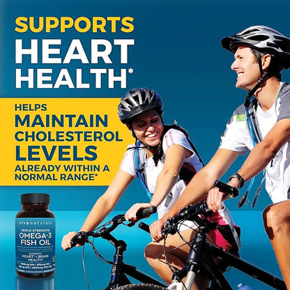 Viva Naturals Omega 3 Fish Oil Supplement for Women and Men - 2500 mg Triple Strength Fish Oil Pills with Re-Esterified Omega 3 Fatty Acids Including EPA, DHA DPA - 120 Pescatarian-Friendly Softgels