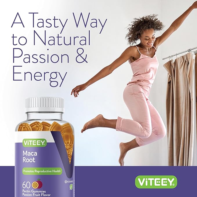 Viteey Black Maca Root Gummies - Drive, Passion & Energy Support - Black Maca Root for Men & Women - Vegan, Gluten Free - 60 Count