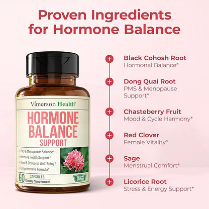 Hormone Harmony for Women with Black Cohosh, Dong Quai & Red Clover – Natural Hormone Balance for Women of All Ages – Supports PMS, Menopause & Mood – Women’s Hormone Balance Supplement – 60 Capsules