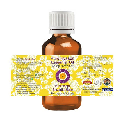 dève herbes Hyssop Essential Oil (Hyssopus officinalis) Pure | Non-Sticky | Non-Greasy | Lightweight | Men & Women | All Skin Types | Steam Distilled 10ml (0.33 oz)