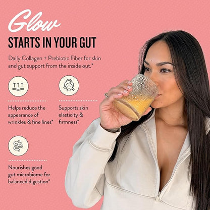 Legendairy Milk Collagen Peptides Powder & Prebiotic Fiber for Women, Digestive Health Drink Mix, Skin, Cellulite, Fine Lines & Regularity, Tropical Flavor Supplement, She’s Glowing 18 Stick Packs