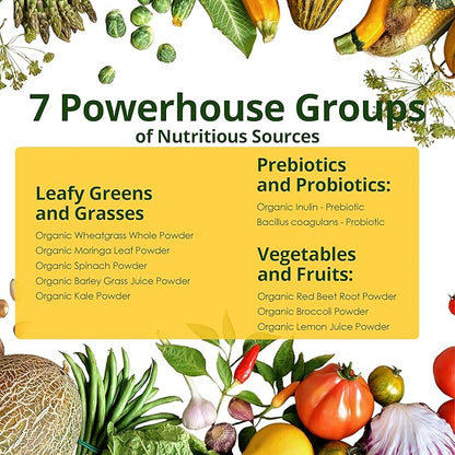 Daily Greens, Superfood Green Gummies Packets - Digestive & Gut Health, Chlorella and Spirulina Supplement with 20+ Organic Prebiotics Fiber Vitamins & Minerals - 224 Low Sugar Gummy