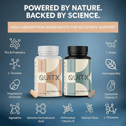 Withdrawal and Detox Support 60 Day Recovery Complex – Sleep, Energy, Stress, Mood, & Craving Support – Daily Supplement - Magnesium Glycinate, Ashwagandha, GABA, L-Theanine, Agmatine & More