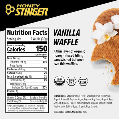 Honey Stinger Organic Energy Waffle Variety Pack of 18, 12 Honey Waffles and 6 Vanilla, Nutritious Stroopwafel Snack for Exercise, Endurance and Performance
