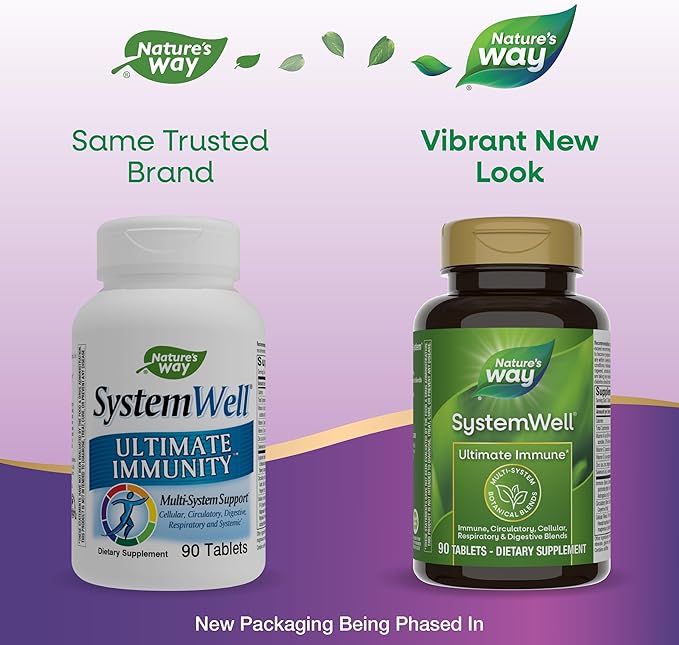 Nature's Way Systemwell Ultimate Immune* with Vitamins C, A, D, Zinc, and Selenium, Multi-System Botanical Blends Including Immune, Respiratory, Digestive & Circulatory, 90 Tablets