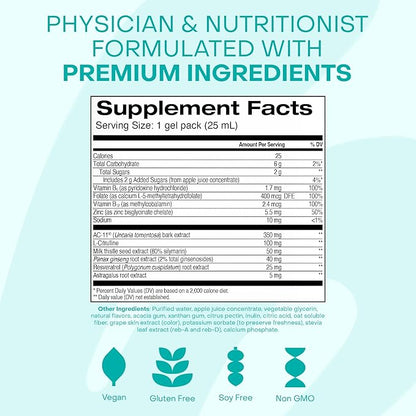 HealthyCell Telomere Length Supplement - Anti-Aging Telomere Lengthening Supplements with Phytonutrients & Vitamins for Cellular Health - AC-11, Astragalus & Resveratrol - 30 Gel Packs, Grape Flavored