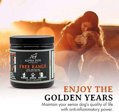 Alpha Dog Nutrition Free Range Dog Hip & Joint Supplement Powder with Glucosamine, Chondroitin, MSM - Hip & Joint Support for All Breeds