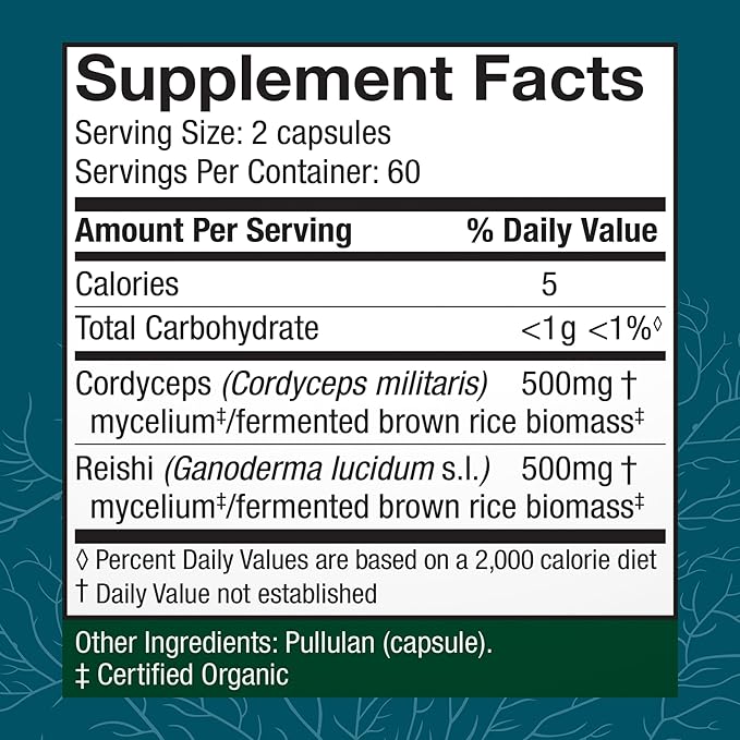 Host Defense CordyChi Capsules - Energy & Immune Support Supplement - Cordyceps & Reishi Mushroom Supplement for Relaxation & Respiratory Support - Aids Against Tiredness - 120 Capsules