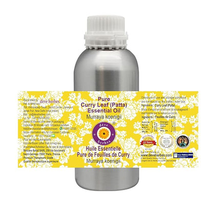 Deve Herbes Pure Curry Leaf (Patta) Essential Oil (Murraya koenigii) Steam Distilled 300ml (10 oz)