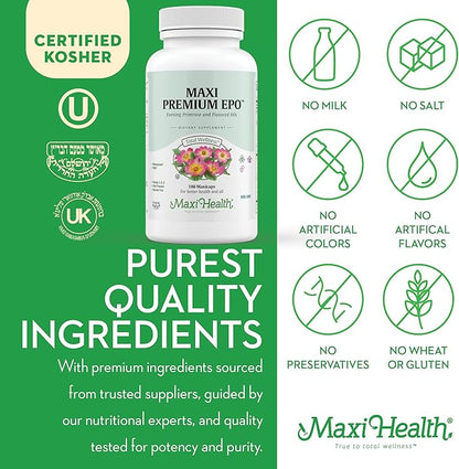 Organic Evening Primrose Oil Capsules 1500mg - EPO Gamma Linolenic Acid Supplement - Hormone Balance for Women - PMS & Hot Flashes Menopause Relief - GLA Hormonal Acne Supplements, 180 Count