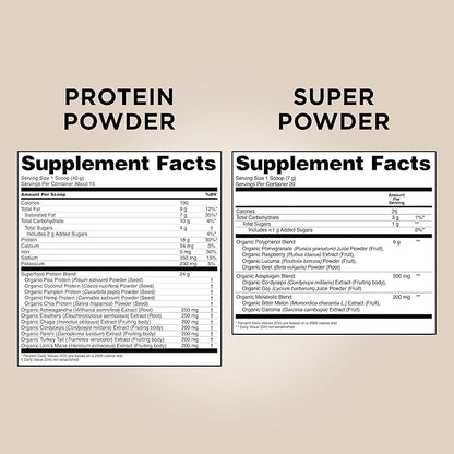 Four Sigmatic Plant Based Vanilla Protein + Perform Super Powder Workout Bundle Clean Vegan Protein for Brain Function and Immune Support | Superfood Powder with Adaptogens & Antioxidants