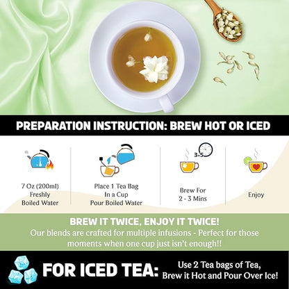BREWIX, Jasmine Green Tea (25 Pyramid Tea Bags) | High Grown Green Tea from Himalayas with Jasmine | Caffeinated Tea Loose Leaf | High Elevation Grown