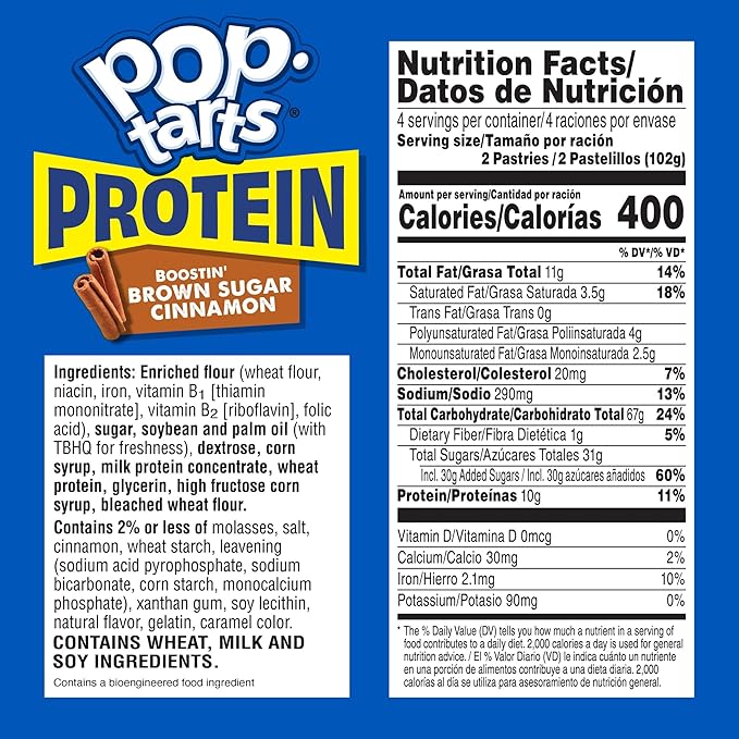 Pop-Tarts Protein Toaster Pastries, 10g Protein, Boostin' Brown Sugar Cinnamon (24 Pop-Tarts)