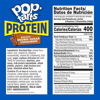 Pop-Tarts Protein Toaster Pastries, 10g Protein, Boostin' Brown Sugar Cinnamon (24 Pop-Tarts)