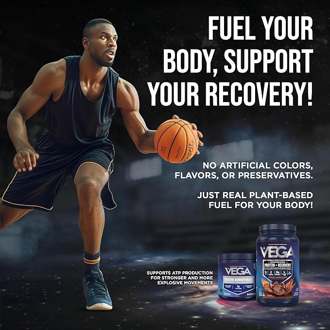 Vega Creatine Monohydrate Powder 17.6oz (100 Servings) Sport Protein & Recovery Chocolate Protein Powder 1.8lbs - Plant-Based Protein and Muscle Support