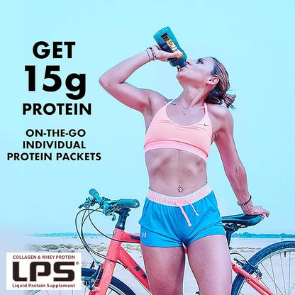 Nutritional Designs LPS Liquid Collagen & Whey Protein Supplement - Non-GMO Drink, Sugar-Free - Promotes Healthy Skin & Hair for Men & Women, Single Serve (Cherry, 50 Packets)