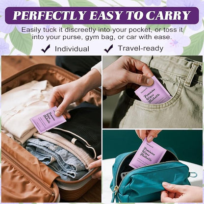 Feminine Wipes Individually Wrapped, Flushable Wipes Travel,Feminine Care Vaginal Wipes for Adult,Women, Girl and Homeless (Pack of 200,Lavender)
