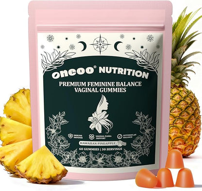 Feminine Balance Gummies - Premium Balance Gummies for Women's pH Health, Feminine Gummy for Immune & Energy Support, Vegan, Gluten-Free, Hawaiian Pineapple, 60 Count