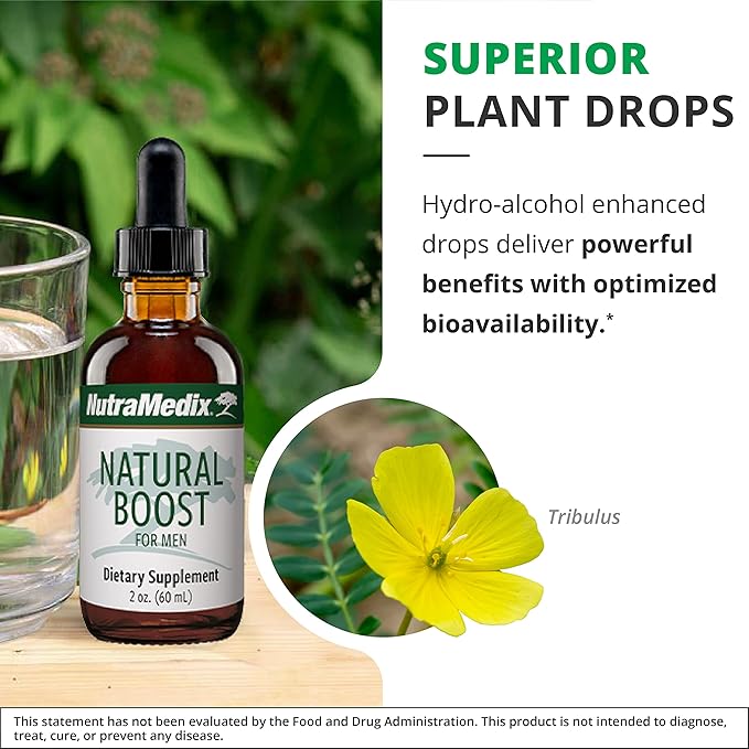 NutraMedix Natural Boost for Men - Amino Acids and Energy Support - Ginkgo Biloba, Maca Root, Saffron Extract, Epimedium, and L-Arginine - Men's Health Supplement (2oz / 60ml)