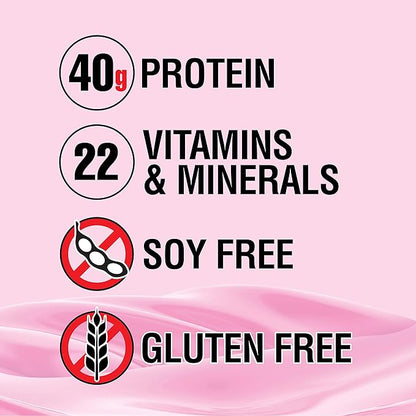 Lean Body All-in-One Strawberry Meal Replacement Shake. 40g Protein Whey Blend, 8g Healthy Fats & Fiber, 22 Vitamins and Minerals, No Artificial Color, Gluten Free, (80 MRP Packets)