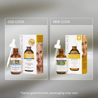Advanced Clinicals Retinol Serum For Face | Visible Anti Aging Retinol Serum Skin Care Face Moisturizer With Vitamin E Helps Improve Look Of Wrinkles, Fine Lines, & Uneven Skin Tone, 1.75 Fl Oz