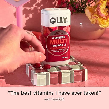 OLLY Ultra Women's Multi Softgels,Overall Health and Immune Support,Omega-3s,Iron,Vitamins A,D,C,E,B12,Daily Multivitamin,30 Day Supply -,60 Count (Pack of 2)