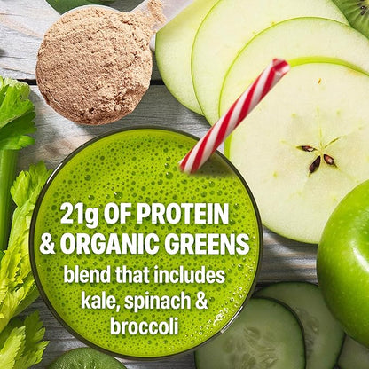 Orgain Organic Vegan Protein Powder + Greens, Creamy Chocolate Fudge - 21g Plant Based Protein, Gluten Free, Dairy & Lactose Free, Soy Free, No Sugar Added, Iron & Prebiotics for Gut Health - 1.94lb