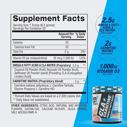 BPI Sports CLA+Carnitine – CLA L Carnitine & Linoleic Acid – L Carnitine Supplement for Weight Loss, Metabolism & Lean Muscle – Caffeine Free – Pink Lemonade – 50 Servings – 12.34 oz