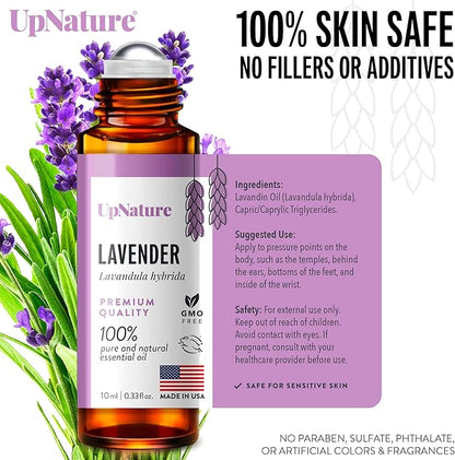UpNature Lavender Essential Oil Pure Roll On - 100% Natural Lavender Oil for Skin
