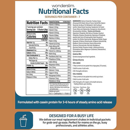 WonderSlim Meal Replacement Shake, Chocolate Salted Caramel, 15g Protein, 24 Vitamins & Minerals, Gluten Free, Low Carb (7ct)