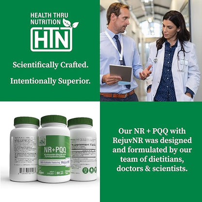 Health Thru Nutrition NAD+ Activator | NR with PQQ | 300mg Nicotinamide Riboside + 20mg PQQ | Mitochondria Maximizer | Non-GMO | Pack of 60