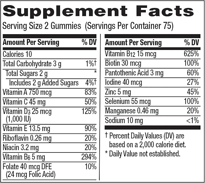 Centrum MultiGummies Gummy Multivitamin for Men, Multivitamin/Multimineral Supplement with Selenium, Antioxidants and Vitamin D3, Assorted Fruit Flavor - 150 Count