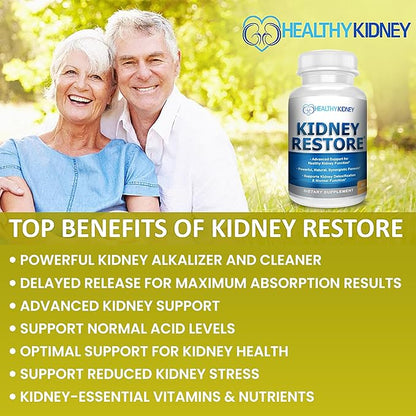 Kidney Cleanse Detox & Repair - Formulated by Kidney Health Expert Living w/Transplant - US Made Kidneys Support Supplement, Detox, Flush - Renal Vitamins 60 Capsules