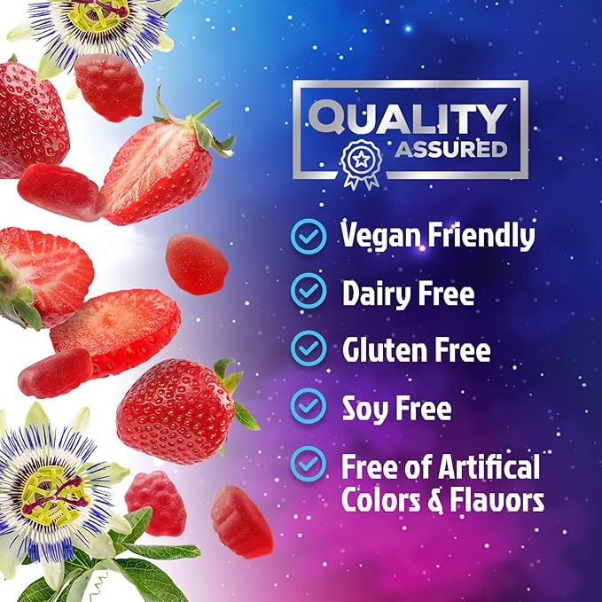 Sleep Gummies - 8mg Melatonin Per Serving - With Passiflora Extract for Restful Sleep - Fast Acting Melatonin Sleep Gummy Supplement for Adults, Vegan, Non-GMO, Tasty Strawberry Flavor - 120 Gummies