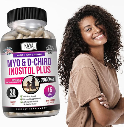 Kaya Naturals Myo & D-Chiro Inositol Plus Support for Women, Vitamin B8-30 Capsules