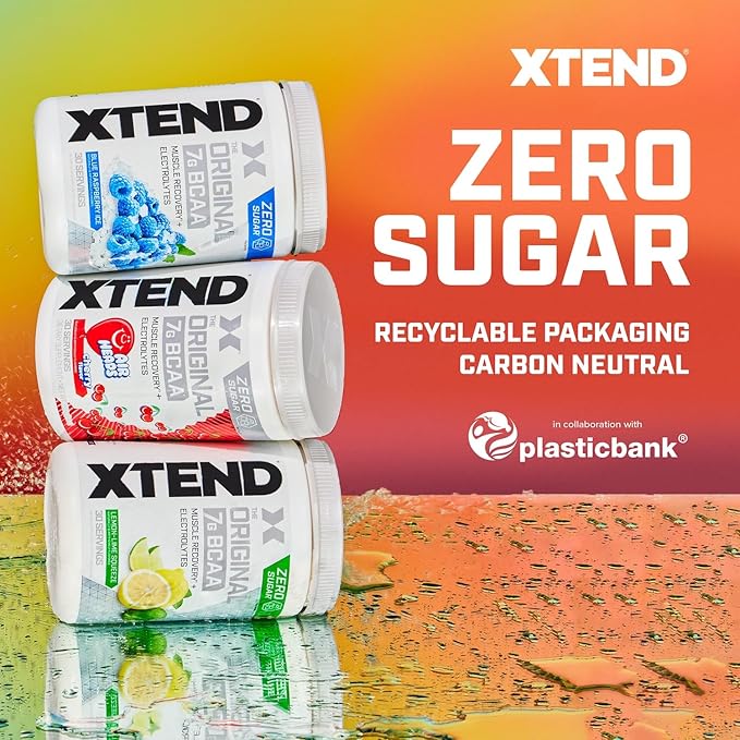 Xtend Original BCAA Powder, 7g BCAAs and 2.5g L-Glutamine for Muscle Recovery Hydration and Lean Muscle, Sugar Free Intra and Post Workout Drink with Electrolytes, Glacial Grape, 90 Servings