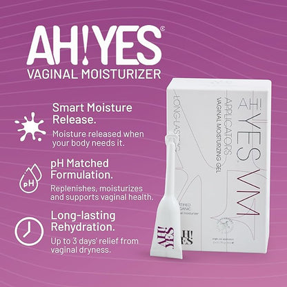 AH! YES® VM Water Based Vaginal Moisturizer | Long Lasting & Fast Acting for Vaginal Dryness & Irritation | pH Matched | Estrogen Free | Certified Organic & Natural (30 x 0.17 fl oz Applicators)