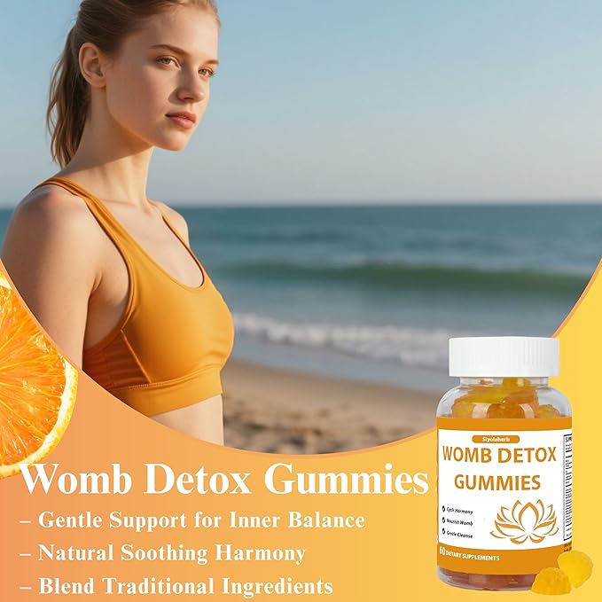 Womb Gummies for Hormone Balance & Ovary and Uterus Cleanse & Menstrual Cycle, Inositol Fertility PCOS Multivitamin Gummies for Women to Get Pregnant Fast, 60 Count Orange Flavor