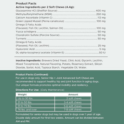 Chew + Heal Labs Glucosamine for Dogs Hip and Joint Supplement - 60 Senior Dogs Mobility Soft Chews - Made with Glucosamine, MSM, Chondroitin, Green Lipped Mussels and More - Made in The USA