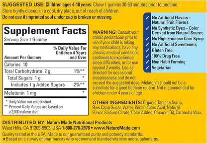 Nature Made Kids First Sleep Melatonin Gummies,100% Drug-Free Sleep Aid,Kids-Sleep Gummies for Restful-Sleep,45 Count (Pack of 2)