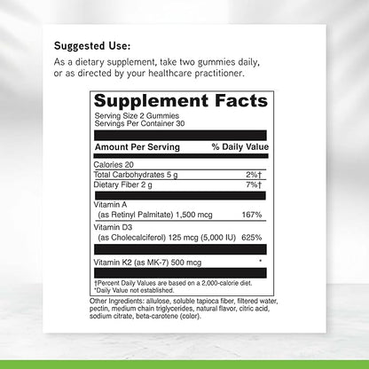 DAVINCI Labs ADK Gummies - Helps Support Bone Health & Immune Response* - Multivitamin Gummy with Vitamins A, D3 & MK-7 - Vegetarian, Gluten Free, Soy Free - Pineapple Flavor - 60 Gummies