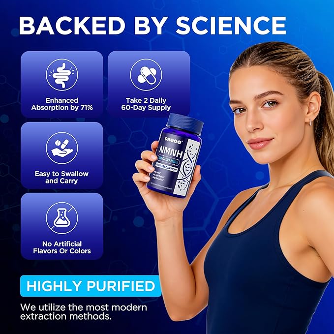 NMNH Supplement with NAD Supplement Maximum Potency with Resveratrol & Pterostilbene, CoQ10 & Black Pepper, for Cellular Energy, Anti-Aging Support, Sirtuin Activation & Methylation Support, 120