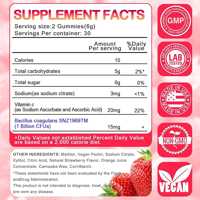PH Gummies for Women - Ph Balance Gummies for Women Private Area, Feminine Gummy for Immune & Energy Supplement, Vegan, Gluten-Free, Strawberry Flavor, 60 Count