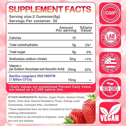 PH Gummies for Women - Ph Balance Gummies for Women Private Area, Feminine Gummy for Immune & Energy Supplement, Vegan, Gluten-Free, Strawberry Flavor, 60 Count