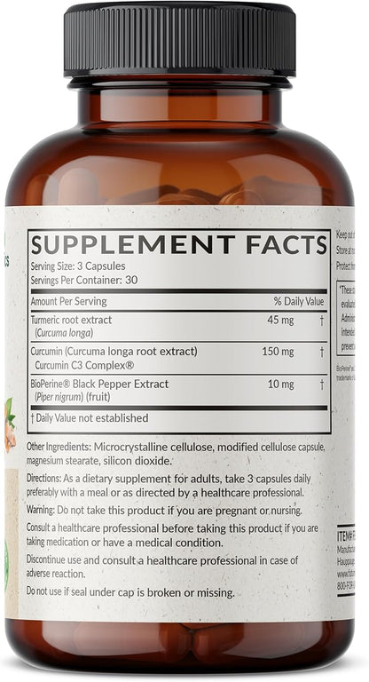 Futurebiotics Turmeric + Curcumin, Antioxidant, Joint & Digestion Support with BioPerine for Enhanced Nutrient Intake, Non-GMO, 90 Vegetarian Capsules