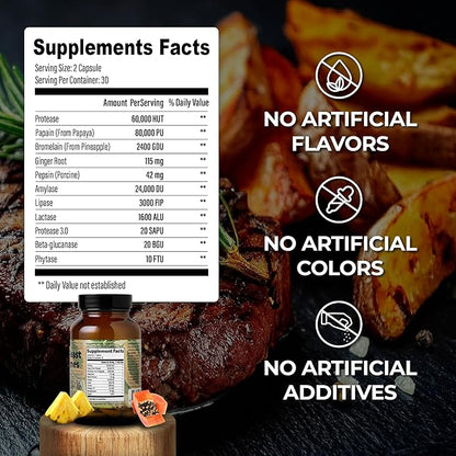 Santa Cruz Paleo, Pre-Feast Digestive Enzymes Supplement, Multi Enzyme for Women and Men, Fiber Supplement for Gut Health & Digestive Health, Gluten Free, Keto, Paleo, Sugar Free, 60 Capsules