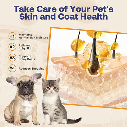 Wild Alaskan Salmon Oil for Dogs & Cats, Fish Oil Omega 3 Supplements with EPA & DHA for Skin & Coat, Immune, Brain, Joint and Heart Health, Dog & Cat Fish Oil Supplements with Pump- 8 oz